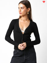 Load image into Gallery viewer, Black ribbed cardigan
