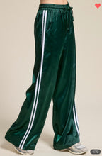 Load image into Gallery viewer, Green satin track pants
