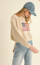 Load image into Gallery viewer, Beige flag knit sweater
