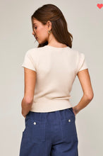 Load image into Gallery viewer, Ivory bow detail short sleeve top
