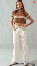 Load image into Gallery viewer, Cream contrasting waistband pants
