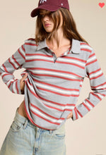 Load image into Gallery viewer, Grey striped polo shirt
