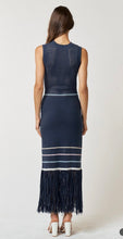 Load image into Gallery viewer, Navy fringe hem maxi dress
