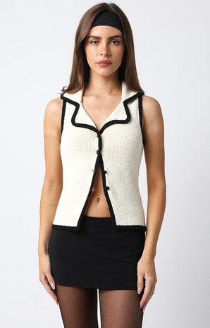 Ivory contrast lined vest