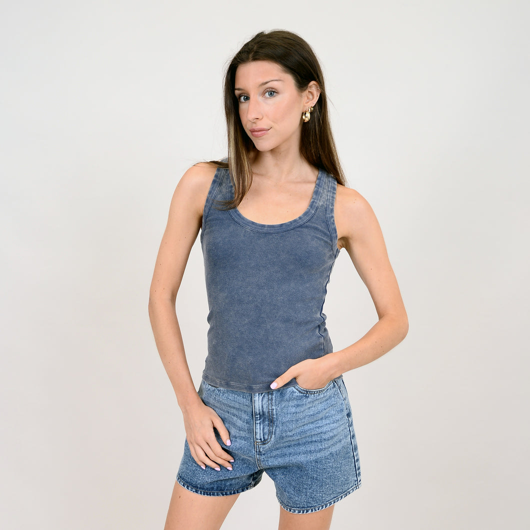 Denim scoop neck tank