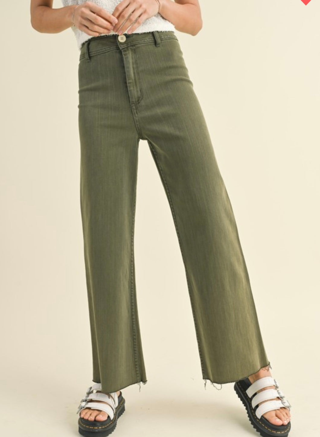 Olive wide leg denim pants