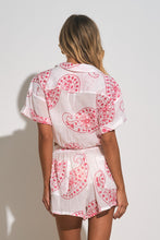 Load image into Gallery viewer, White and pink paisley short set
