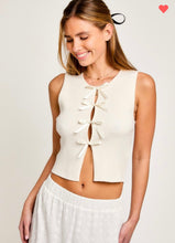 Load image into Gallery viewer, Ivory bow detail sleeveless top
