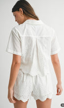 Load image into Gallery viewer, White eyelet short set
