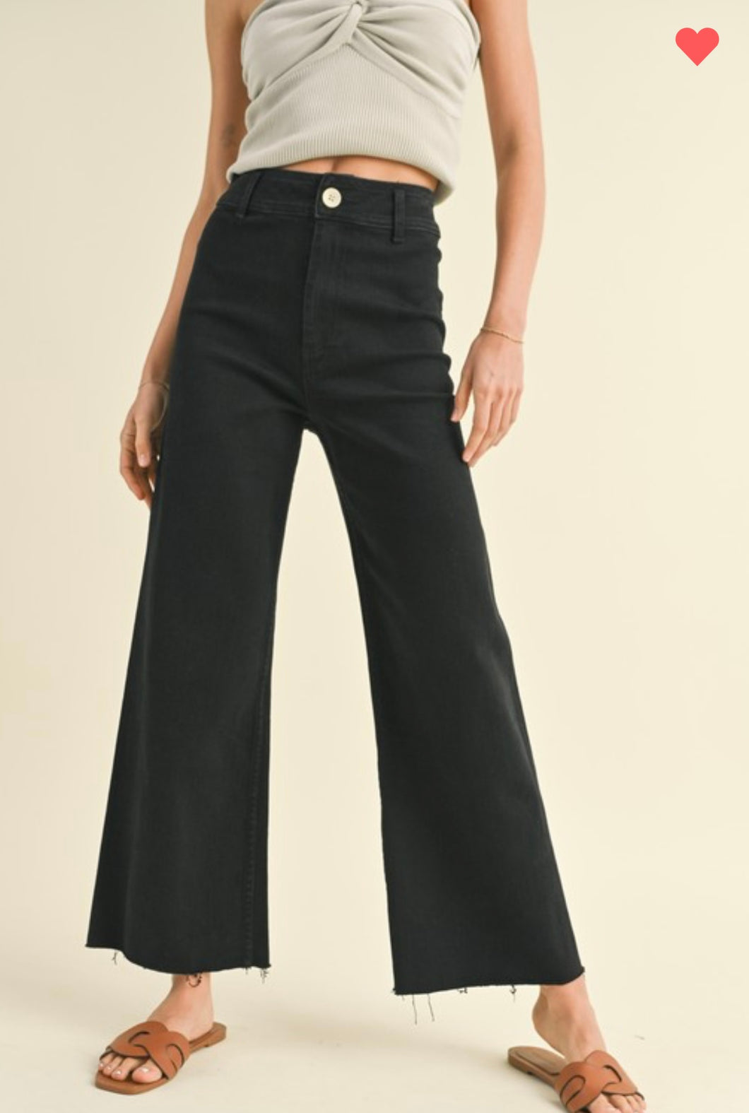 Black wide leg denim pants