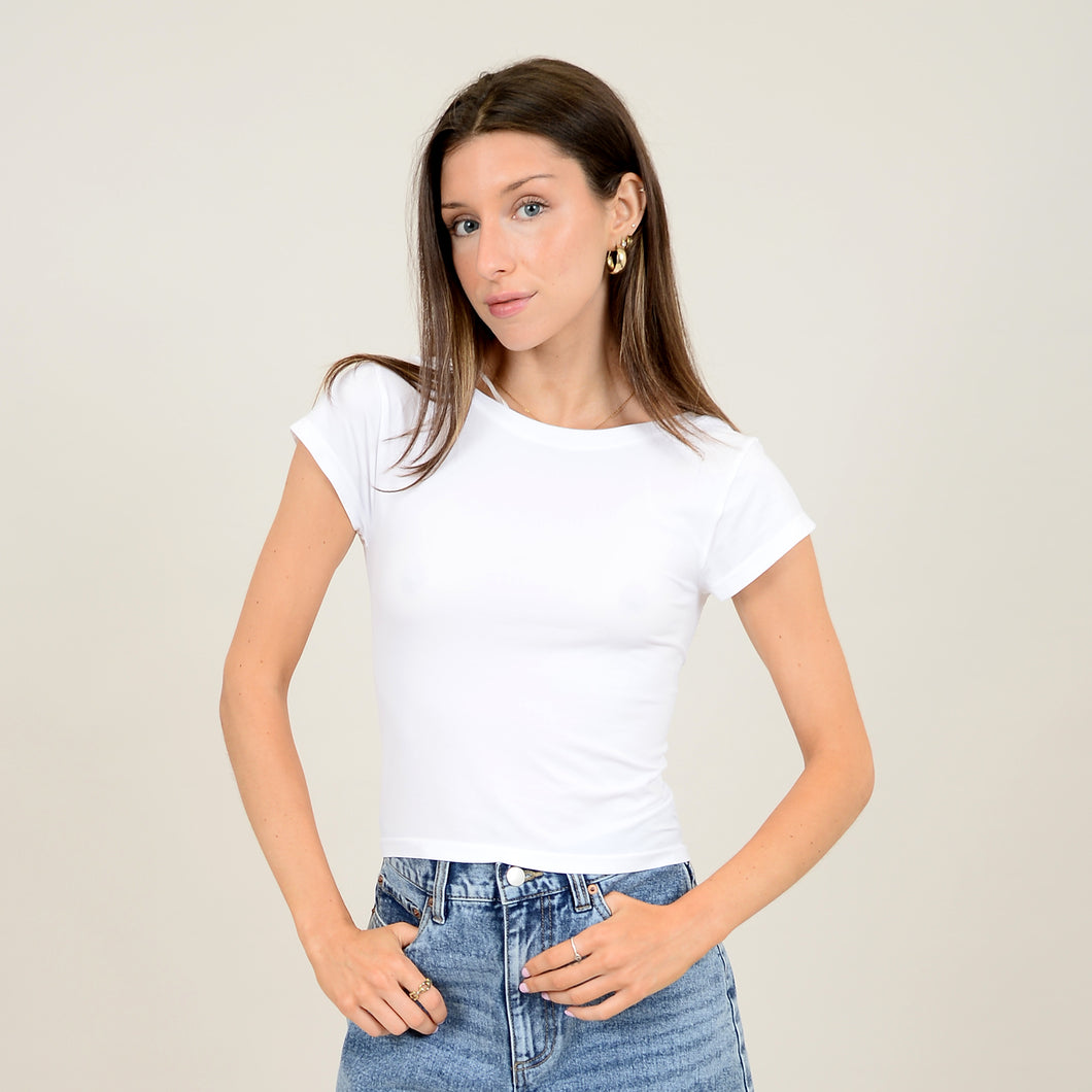 White seamless tee