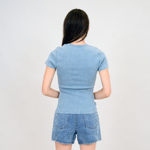 Load image into Gallery viewer, Light denim ribbed tee
