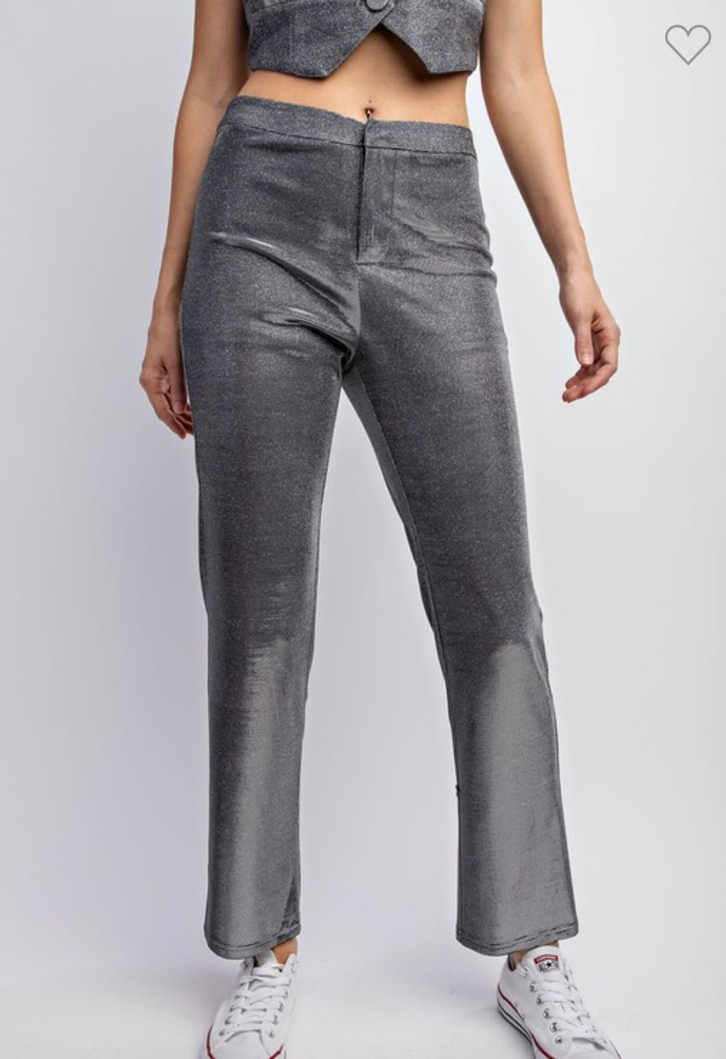 Silver metallic knit pants