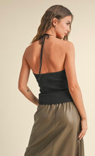 Load image into Gallery viewer, Black lurex twist front top
