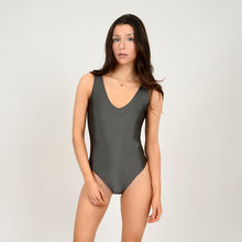 Load image into Gallery viewer, Gunmetal V neck bodysuit
