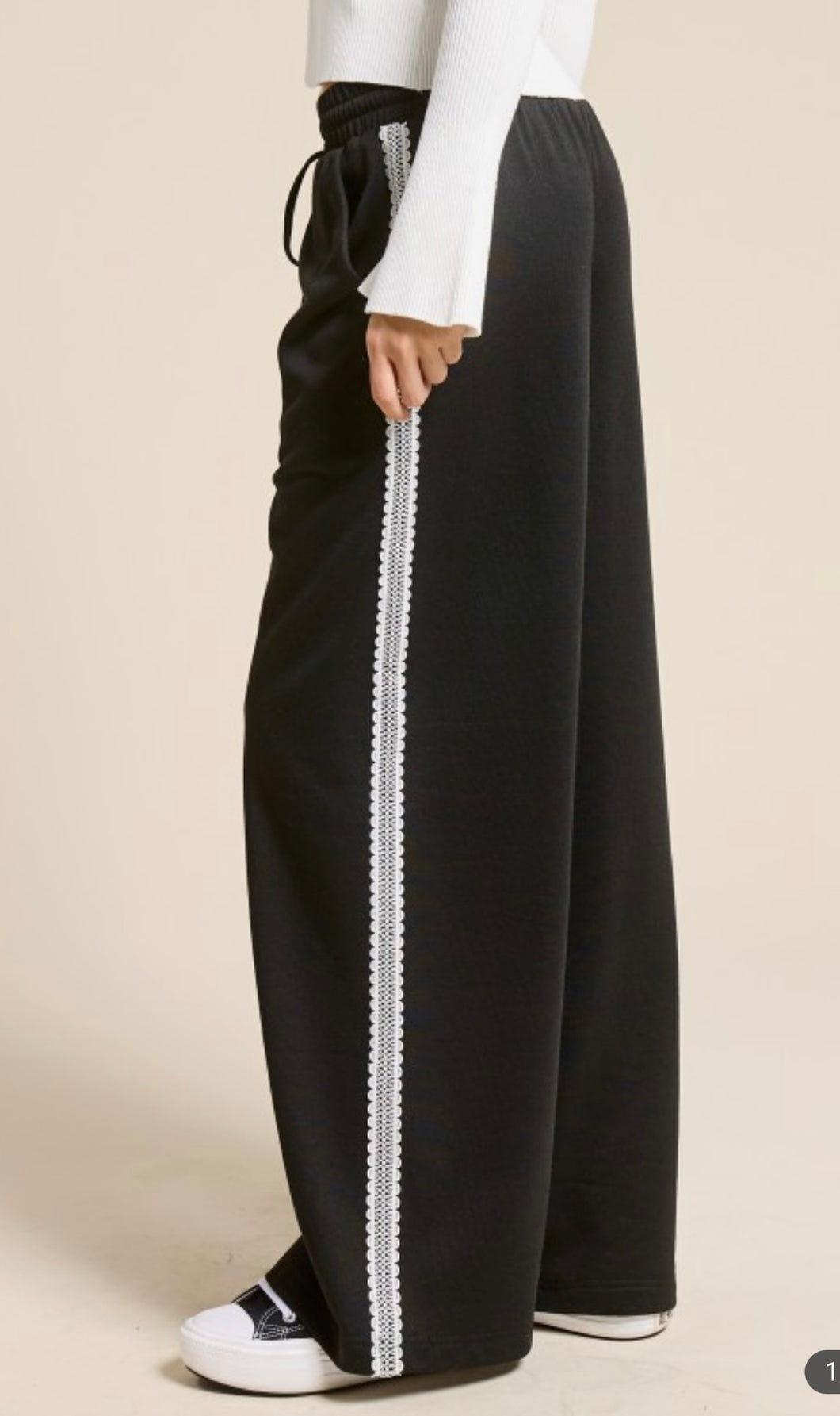 Lace trim track pants