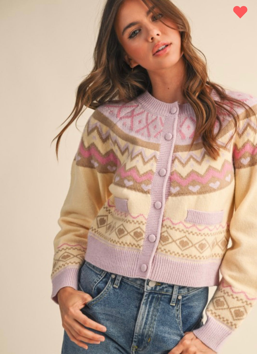 Fair isle heart cardigan