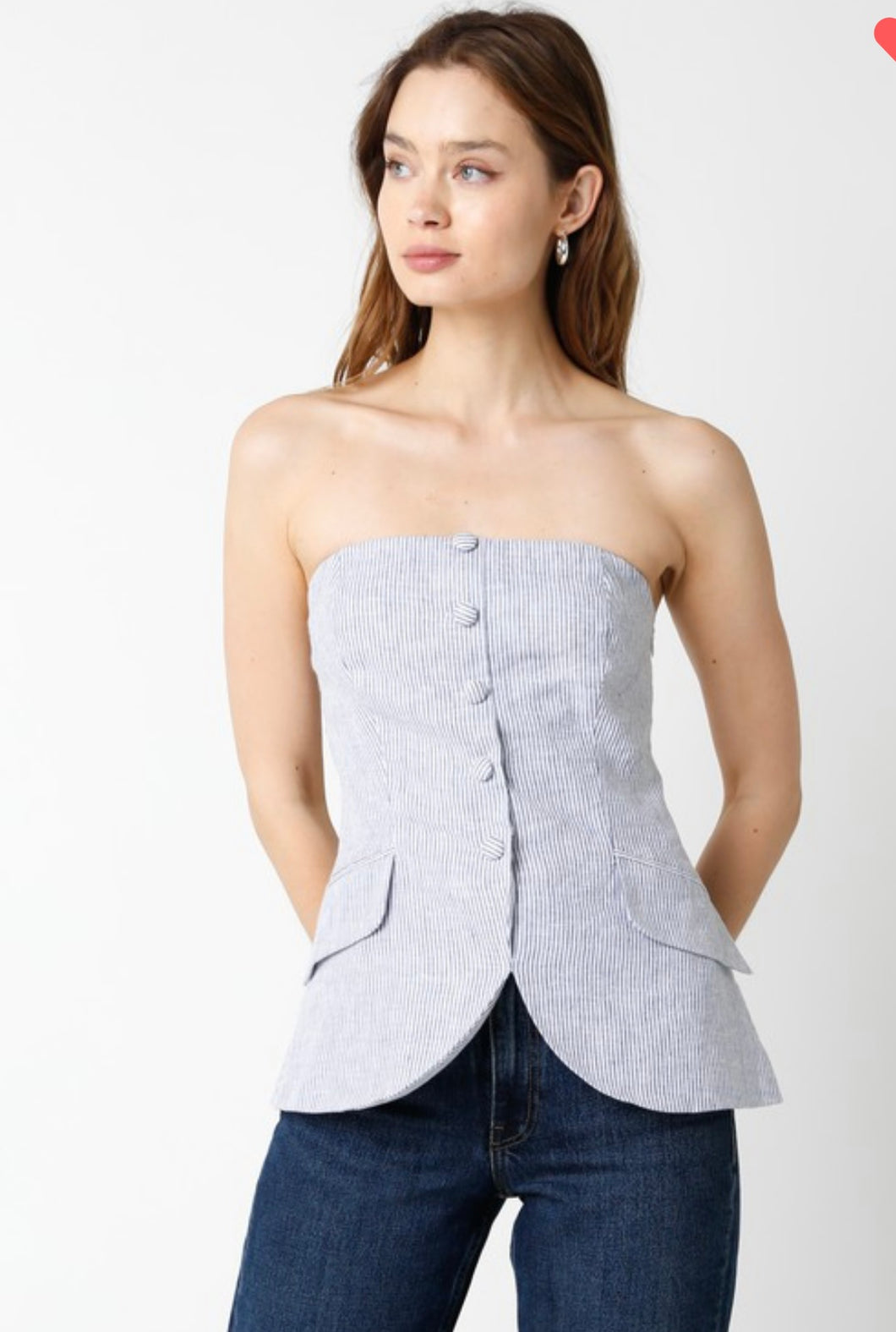 Chambray strapless top