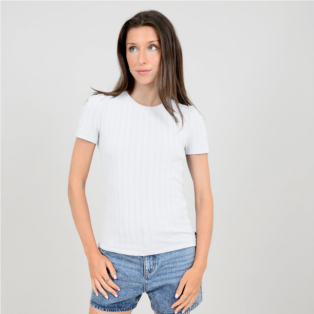 White Pointelle tee