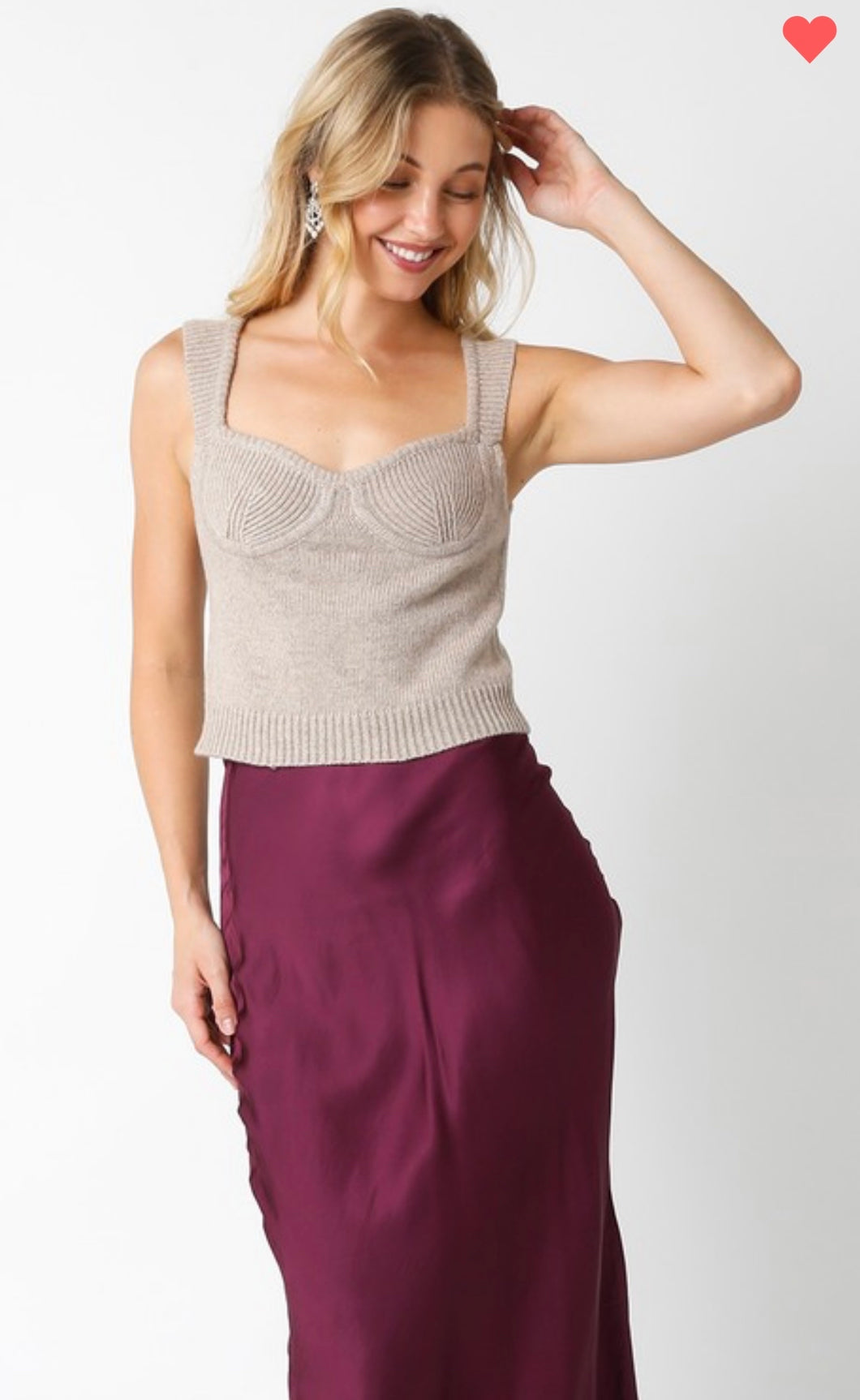 Taupe bustier sweater top