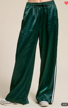 Load image into Gallery viewer, Green satin track pants
