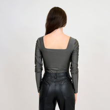 Load image into Gallery viewer, Gunmetal square neck bodysuit
