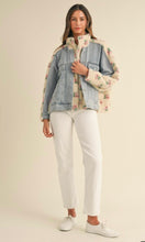 Load image into Gallery viewer, Floral shearling and denim combo jacket
