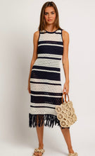 Load image into Gallery viewer, Navy striped crochet dress
