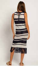 Load image into Gallery viewer, Navy striped crochet dress
