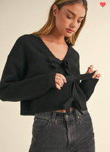 Load image into Gallery viewer, Black ribbon bow sweater
