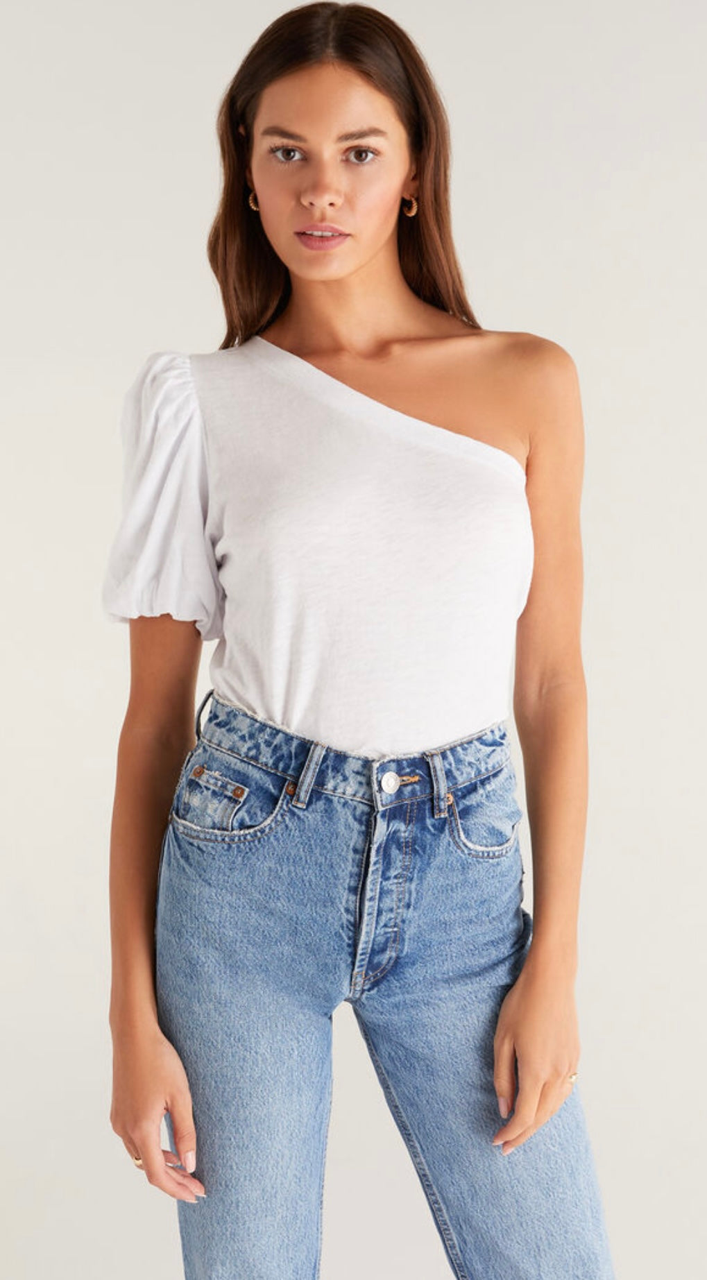 Penelope one shoulder top white