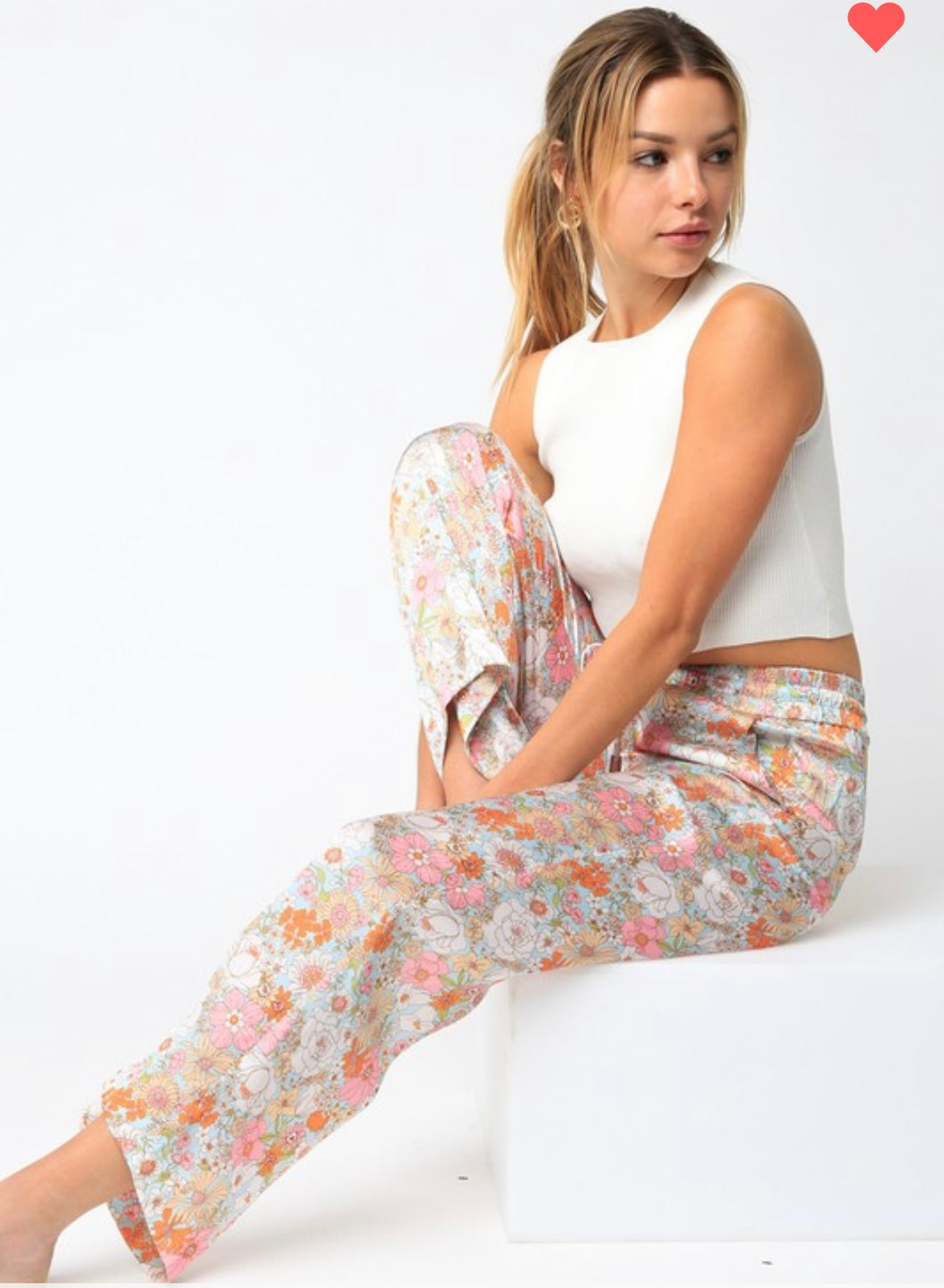 Floral silky pants